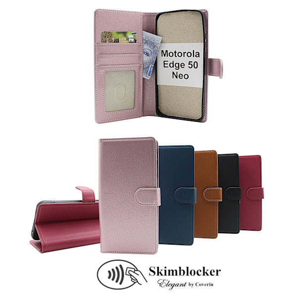 Skimblocker Motorola Edge 50 Neo Plånboksfodral Brun