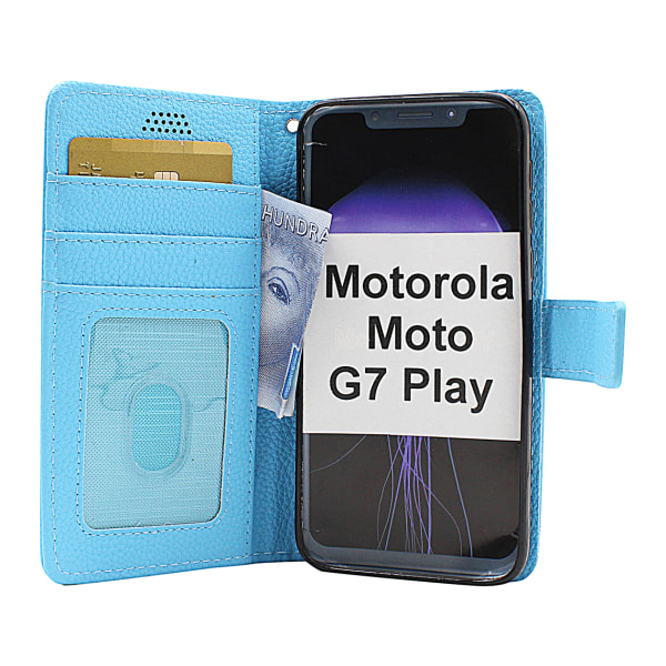New Standcase Wallet Motorola Moto G7 Play Ljusblå