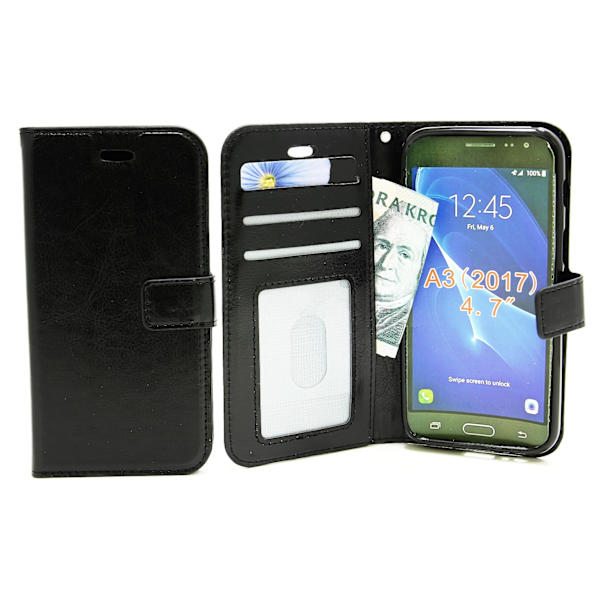 Crazy Horse Wallet Samsung Galaxy A3 2017 (A320F) Svart