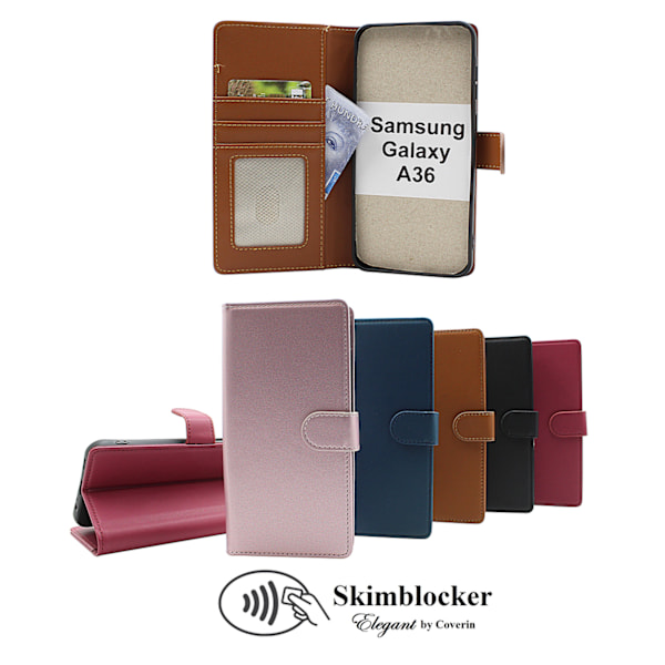 Skimblocker Samsung Galaxy A36 Plånboksfodral Brun