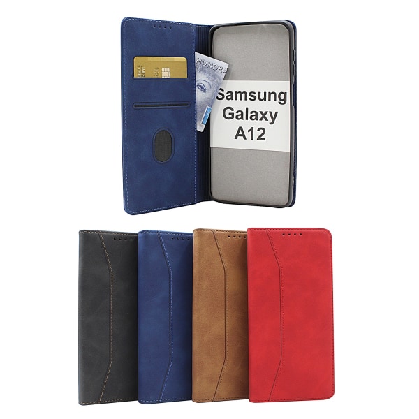 Fancy Standcase Wallet Samsung Galaxy A12 Blå