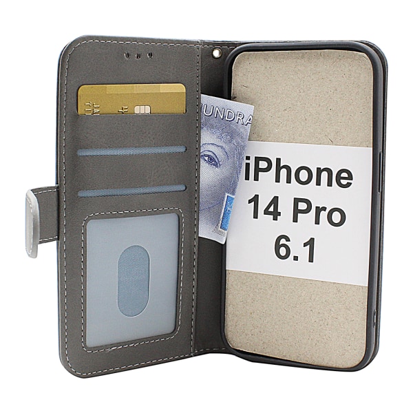 Zipper Standcase Wallet iPhone 14 Pro (6.1) Grå
