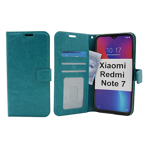 Crazy Horse Wallet Xiaomi Redmi Note 7 Turkos