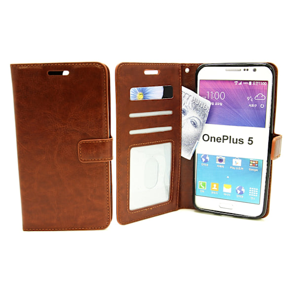 Crazy Horse Wallet OnePlus 5 Brun