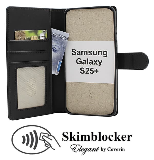 Skimblocker Samsung Galaxy S25+ Plånboksfodral Svart