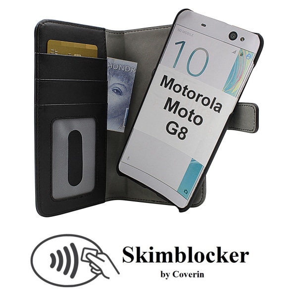 Skimblocker Magnet Wallet Motorola Moto G8 (Svart)