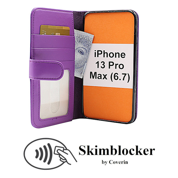 Skimblocker Plånboksfodral iPhone 13 Pro Max (6.7) Lila