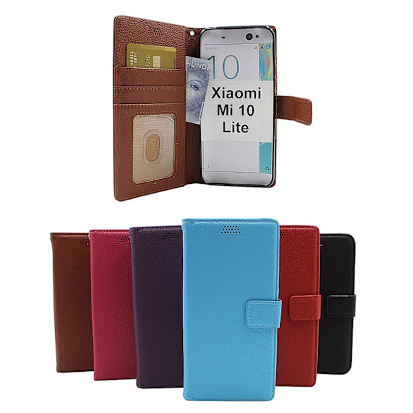 New Standcase Wallet Xiaomi Mi 10 Lite (Svart) Ljusblå