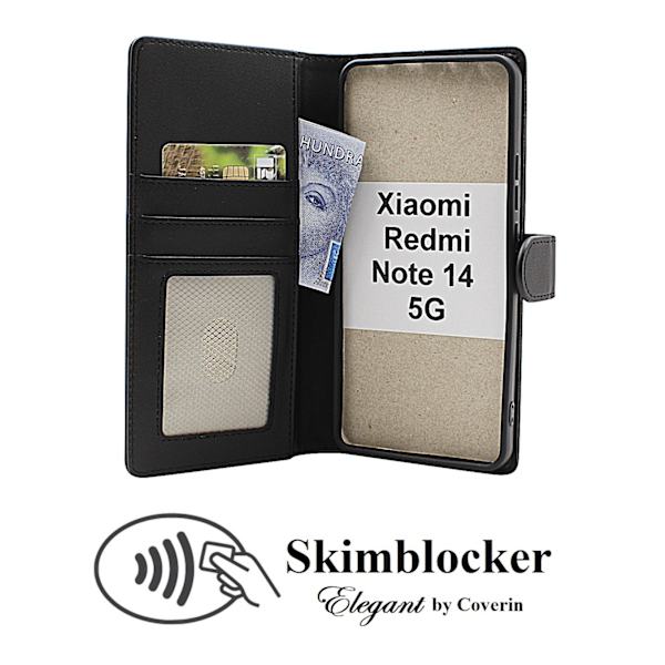 Skimblocker Xiaomi Redmi Note 14 5G Plånboksfodral Brun