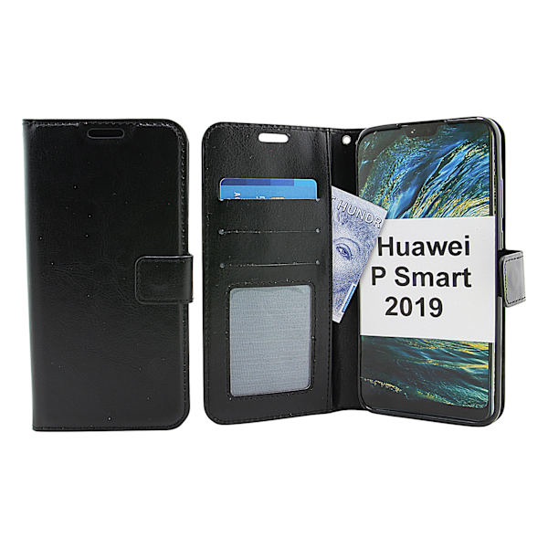 Crazy Horse Wallet Huawei P Smart 2019 Svart