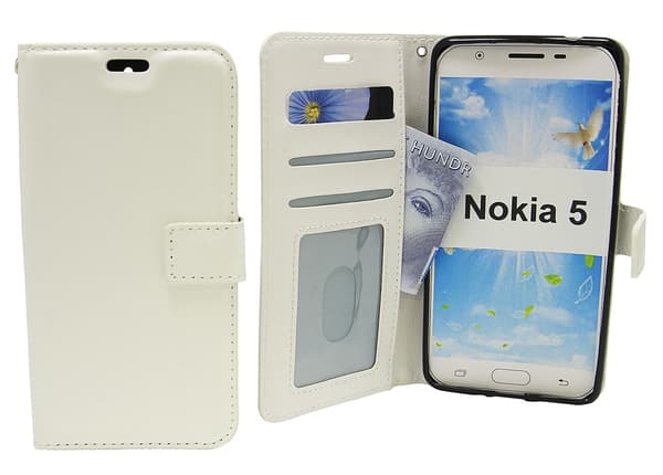 Crazy Horse Wallet Nokia 5 Vit