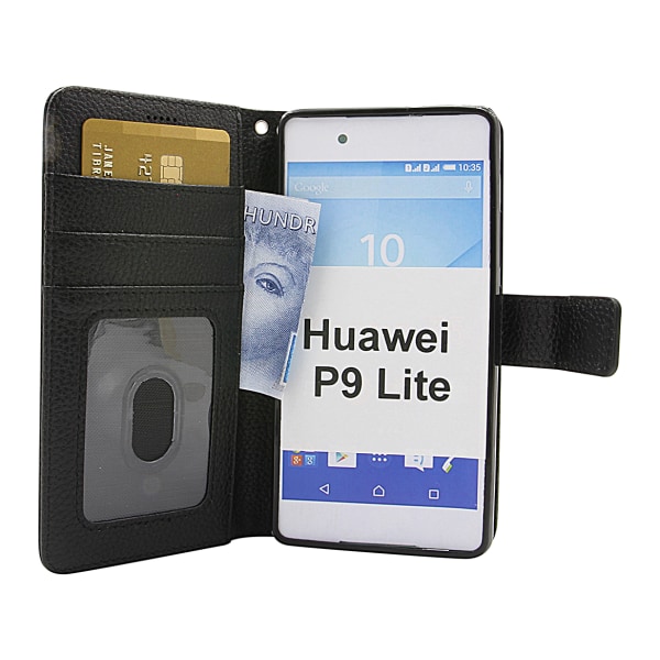 New Standcase Wallet Huawei P9 Lite (VNS-L31) (Sort) Ljusblå
