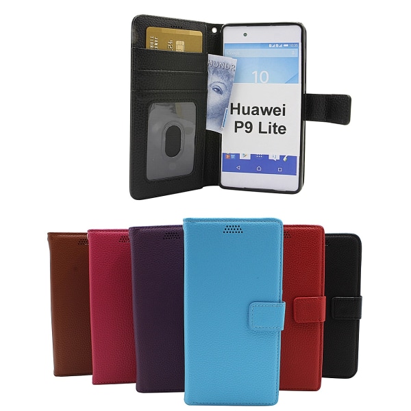 New Standcase Wallet Huawei P9 Lite (VNS-L31) (Sort) Ljusblå