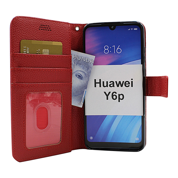 New Standcase Wallet Huawei Y6p (Svart) Ljusblå