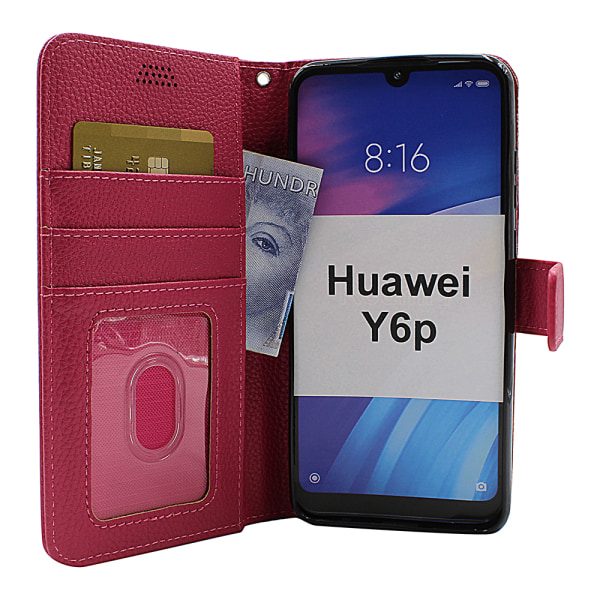 New Standcase Wallet Huawei Y6p (Svart) Ljusblå