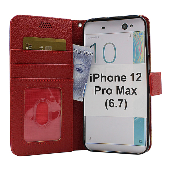 New Standcase Wallet iPhone 12 Pro Max (6.7) (Svart) Hotpink