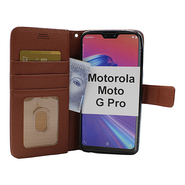 New Standcase Wallet Motorola Moto G Pro (Svart) Ljusblå