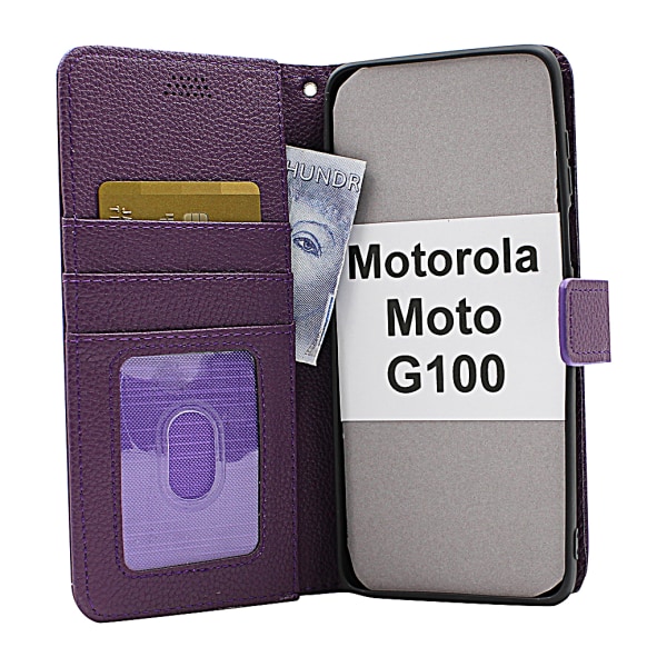 New Standcase Wallet Motorola Moto G100 Ljusblå