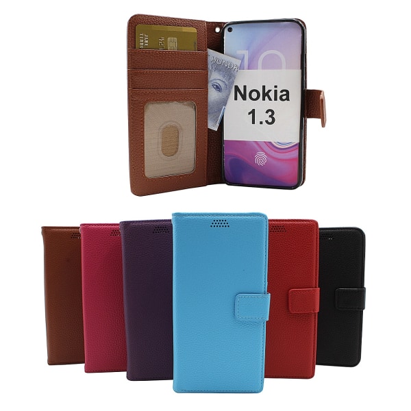 New Standcase Wallet Nokia 1.3 (Svart) Hotpink