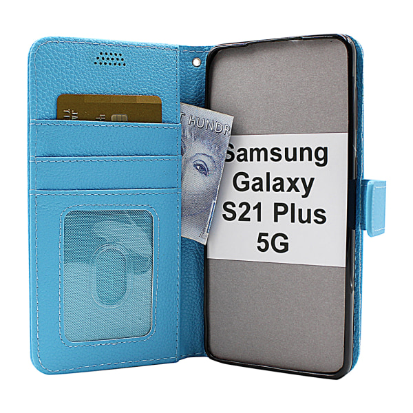 New Standcase Wallet Samsung Galaxy S21 Plus 5G (G996B) Ljusblå