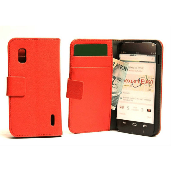 Plånboksfodral LG Google Nexus 4 Röd