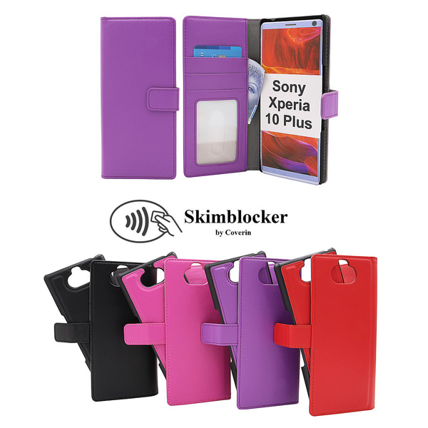 Skimblocker Magnet Wallet Sony Xperia 10 Plus Röd