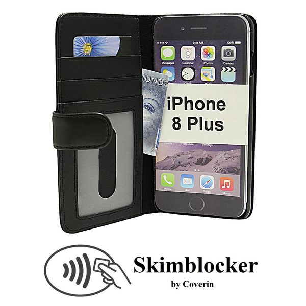 Skimblocker Plånboksfodral iPhone 8 Plus Svart