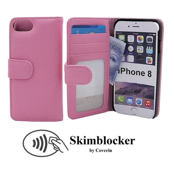 Skimblocker Plånboksfodral iPhone 8 Hotpink