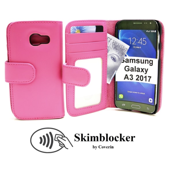 Skimblocker Plånboksfodral Samsung Galaxy A3 2017 (A320F) Hotpink