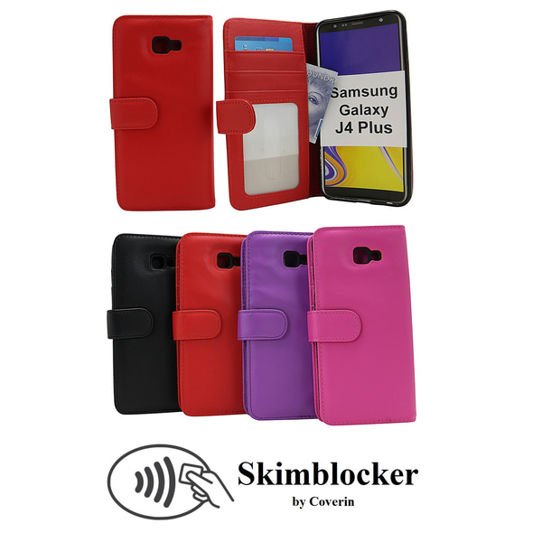 Skimblocker Plånboksfodral Samsung Galaxy J4 Plus (J415FN) Röd