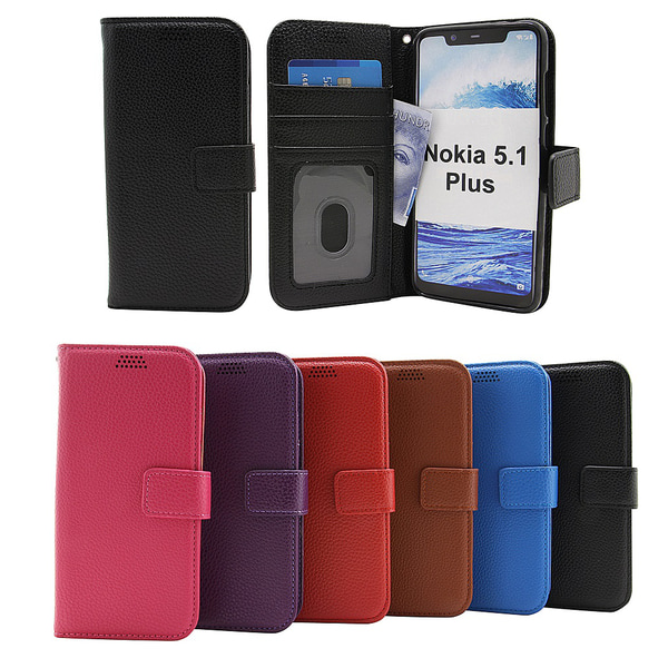 Standcase Wallet Nokia 5.1 Plus Röd