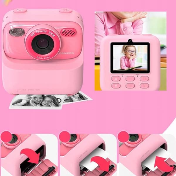 Barnkamera med Utskriftsfunktion - Multifunktionell Digitalkamera - Rosa