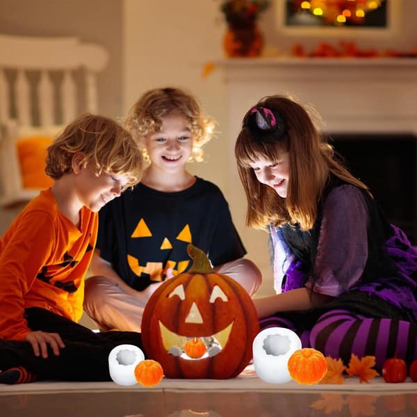 3D Pumpa Silikonformar för Ljus/Tvål, Liten/Mellan/Stor & 3-håls Mini-pumpa, DIY Halloween/Höst