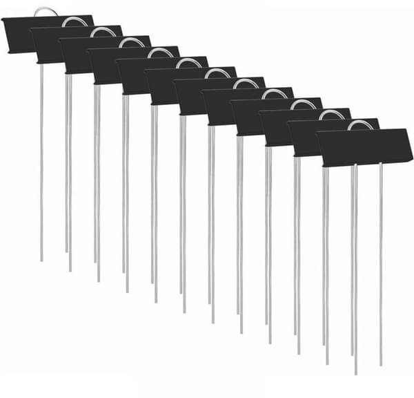 12-pack växtetiketter - trädgårdsskylt i metall - svart