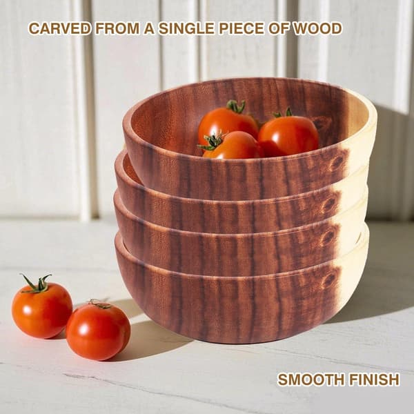 Solidchoice stor salladsskål i trä för mat och frukt, 22x7,5 cm