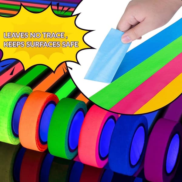 Självlysande washi-tejp - Neontejp i 6 neonfärger - 5M x 1,5cm rulle