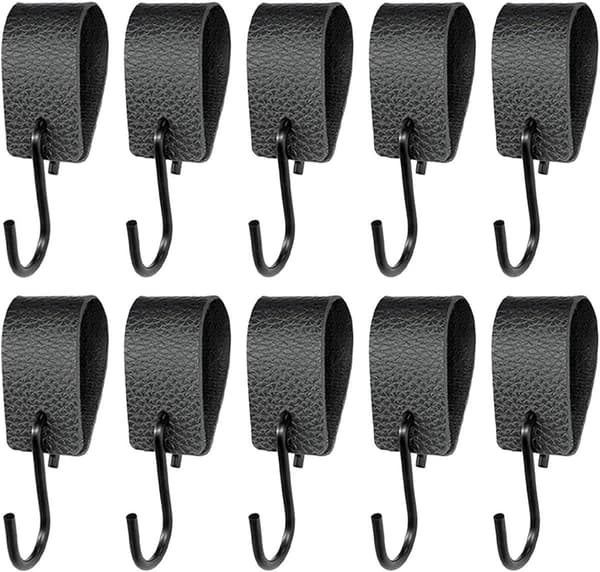 S-krokar i läder, 10-pack, multifunktionella för kök, badrum, garderob, camping, brun.