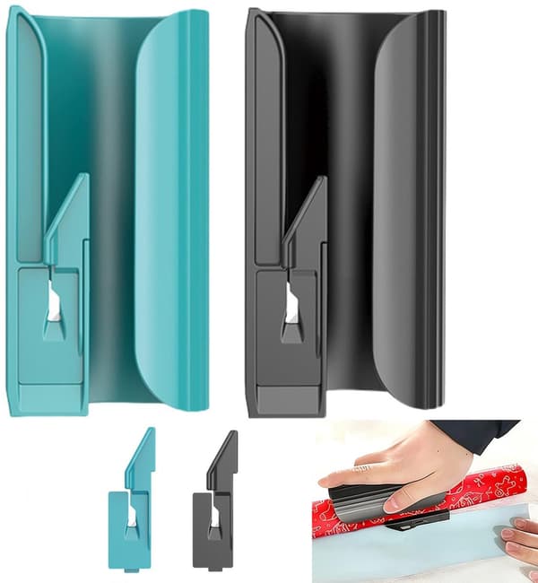 Presentinslagspapperskärare (2 delar) med 4 blad, för handgjord presentklippning, miljövänlig.
