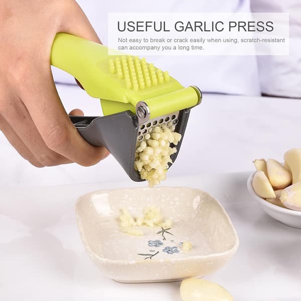 Vitlökspress Kök - Ingefärspress - Kulinarisk Förberedelse - Ergonomisk Design - Rostfritt Stål - Grön Grå