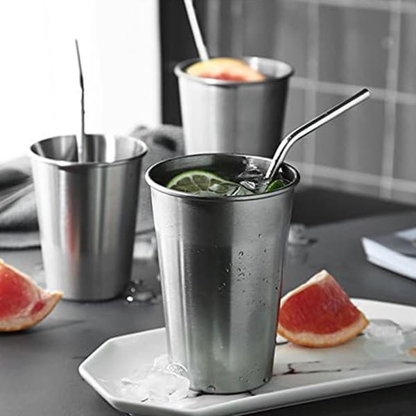 400 ml stapelbar muggset i rostfritt stål (6 delar), perfekt för camping och hemmabruk, silver