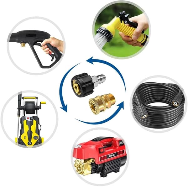 Högtryckstvätt adapterset M22 3/8\" slang snabbkoppling set, pistol snabbkoppling för högtrycksslangar