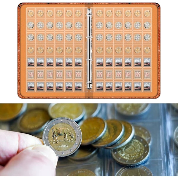 REMAKE Myntfickor, Plast Myntalbum Fickor med 9 Standardhål 42 Fack för Myntsamling