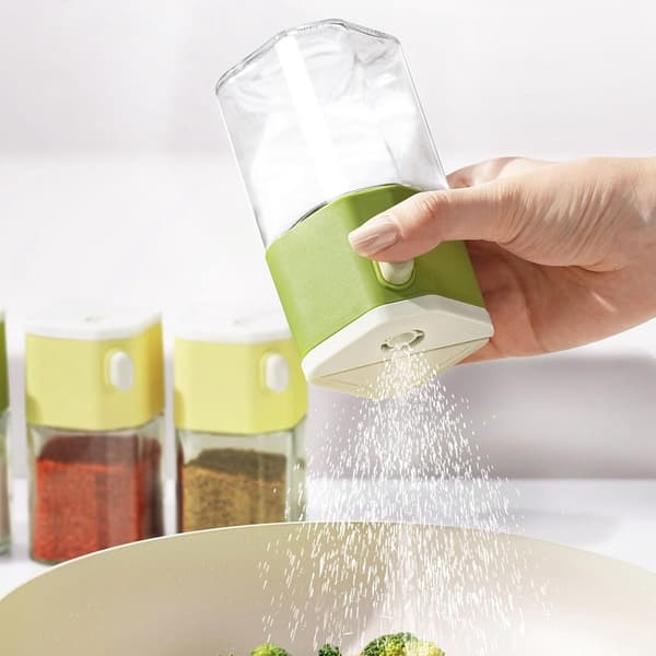 Kvantitativ saltkontrollkryddflaska, 200 ml, lämplig för utomhuskök, grön.