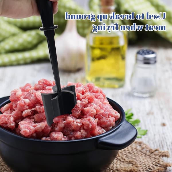 2 stycken potatispressar - köttpress - purépressar - värmebeständig köttpress för köttfärs - mixer - ergonomisk - diskmaskinssäker - svart