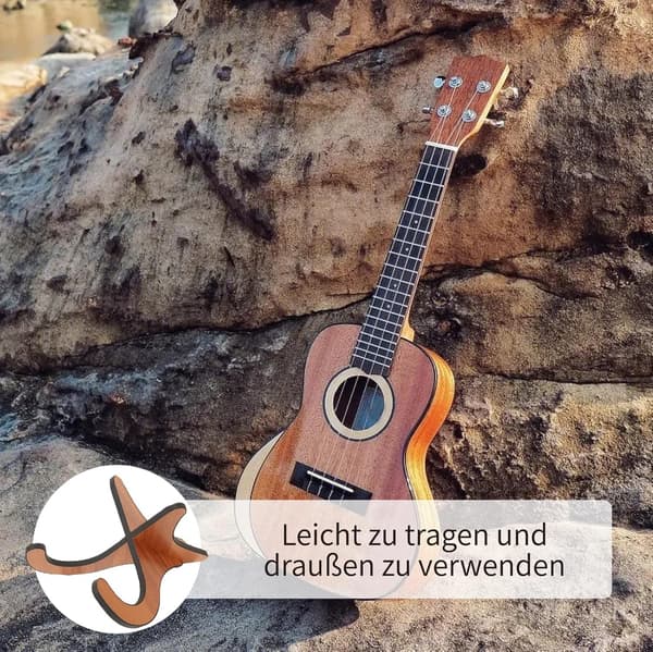Gitarrställ, ukulele-ställ i trä, ukulele-ställ lämpligt för mandoliner, fioler och mindre utrustning (ej lämpligt för gitarrer)