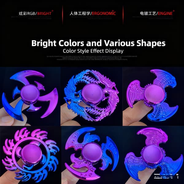 2 st Färgglada fidget spinners, gradient stressreducerande leksak - Hand Spinner (Slumpmässig stil)