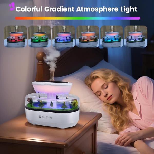 Regnluftfuktare - Aromadiffuser - Avkopplande Atmosfär - 7 Färger LED - 250 ml - Vit