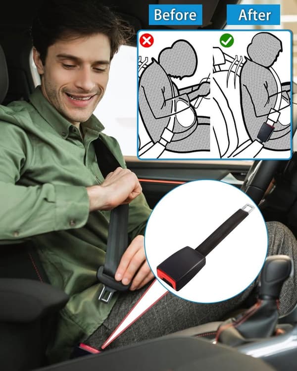 2-Delars - 25cm Universal - Förlängare för säkerhetsbälte - Svart
