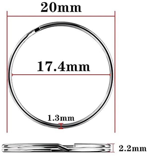 50-pack metallöppna nyckelringar, DIY husdjurstaggar, 20mm, silver
