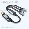 Y-kabel USB-splitter, 30 cm, 2-i-1 USB A och USB C expansionshubb, multi-USB port expander